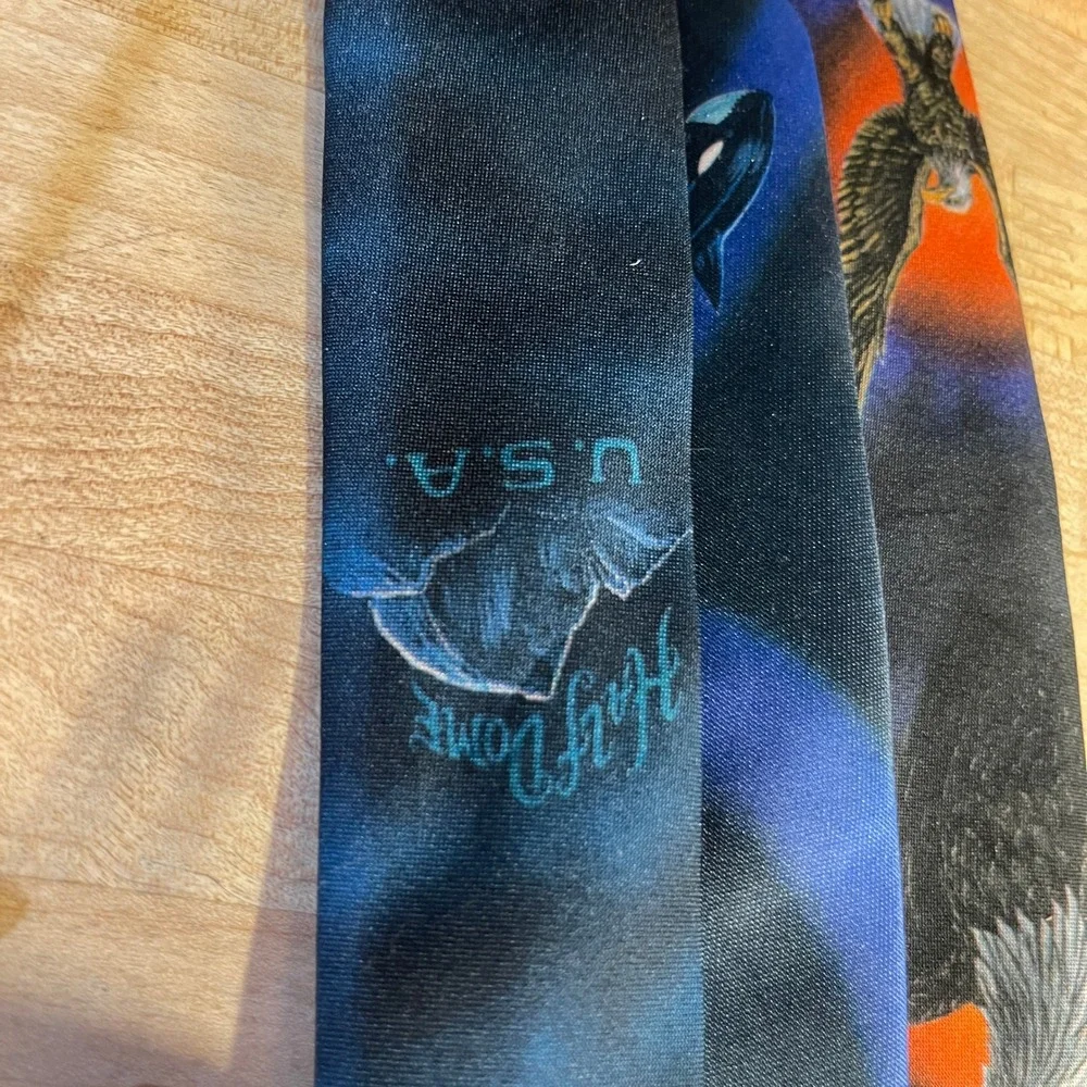 Vintage 1994 Dem Crazy Nature Tie Lot Orca Eagle Yosemite Half Dome 3pc‎ Set USA